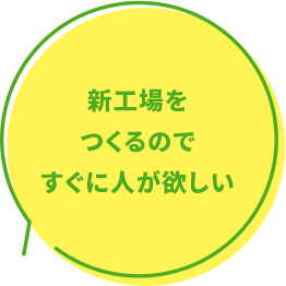 新工場をつくるのですぐに人が欲しい