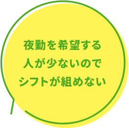 夜勤を希望する人が少ないのでシフトが組めない